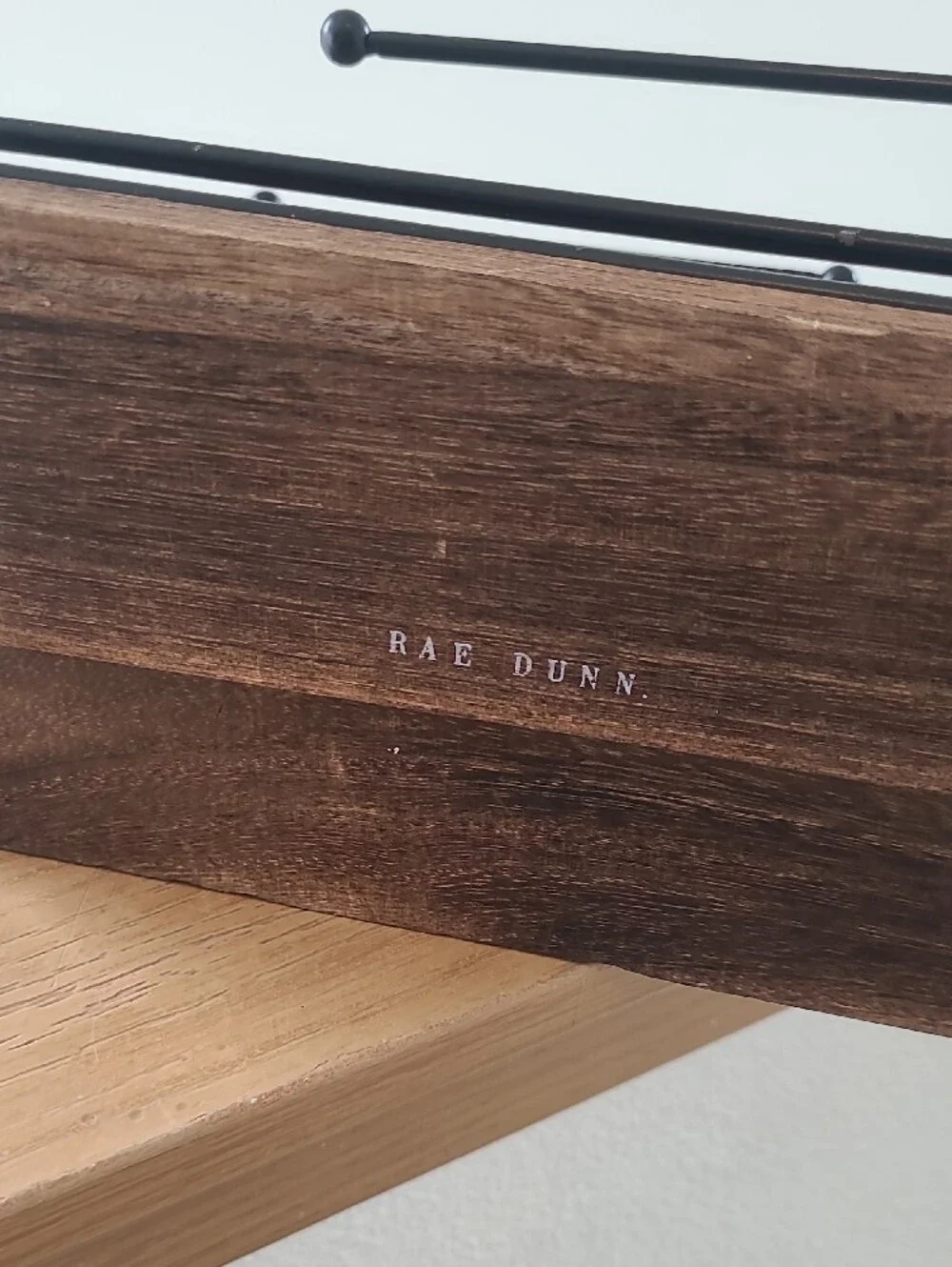Rae Dunn Black Metal Jewelry Organizer with Wood Tray